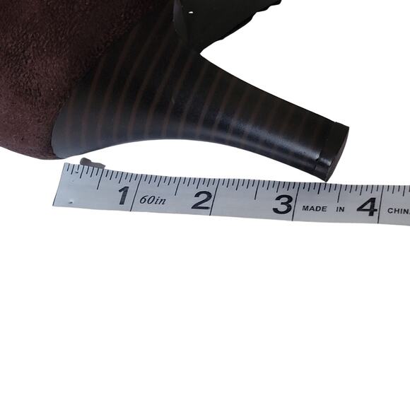 Tommy Hilfiger Brown Suede Mid-Calf High Heeled Booties Sz 9 - Picture 10 of 11